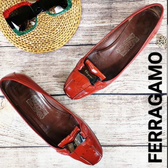 Salvatore Ferragamo Shoes - Salvatore Ferragamo Raissa Shoes Red Logo 9B